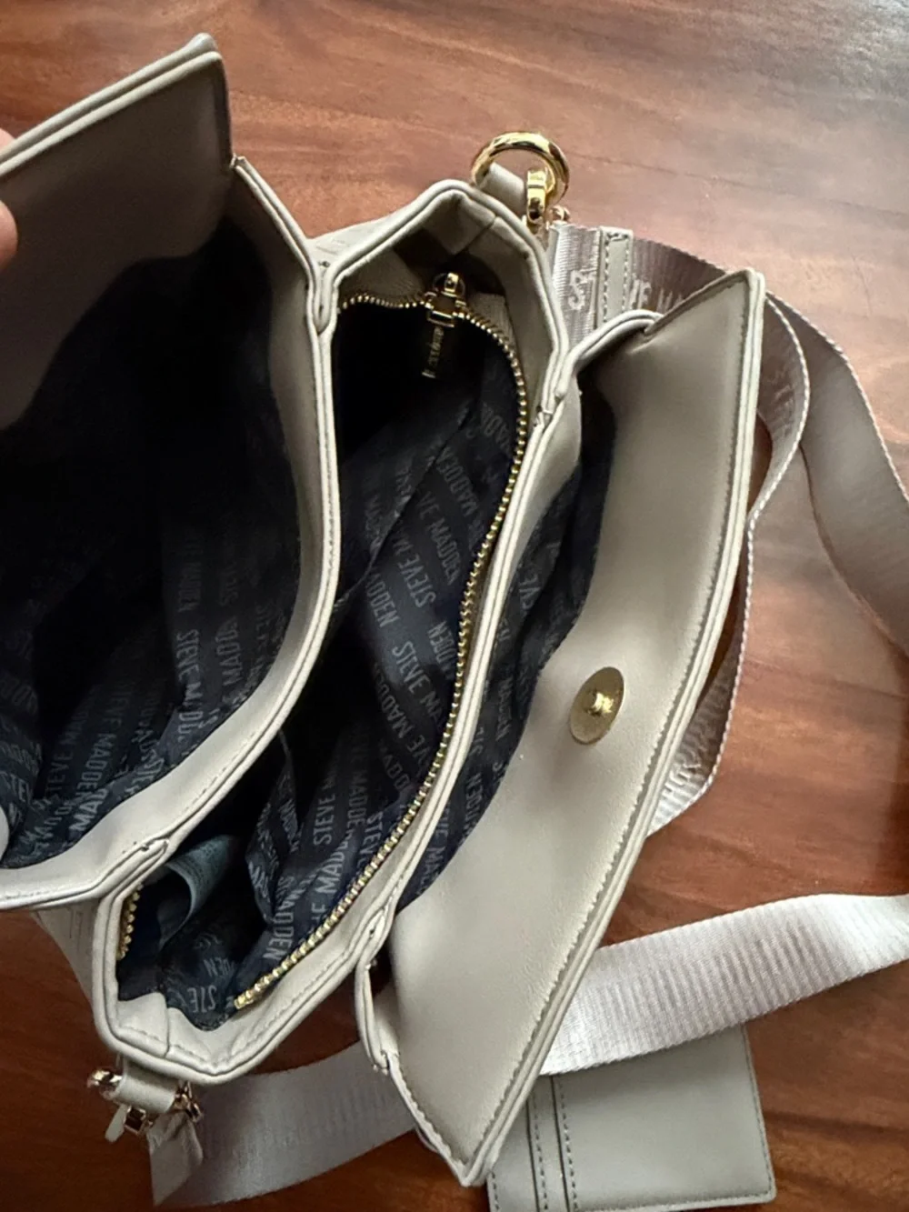Steve Madden Blush Embossed Satchel with Wide Logo Strap